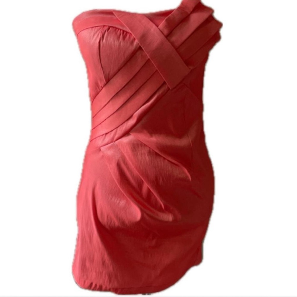 Elegant Coral Strapless Party Dress